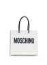 Moschino Λευκή Δερμάτινη Τσάντα Χειρός από Δέρμα Μοσχαριού Bos Taurus