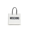 Moschino Λευκή Δερμάτινη Τσάντα Χειρός από Δέρμα Μοσχαριού Bos Taurus