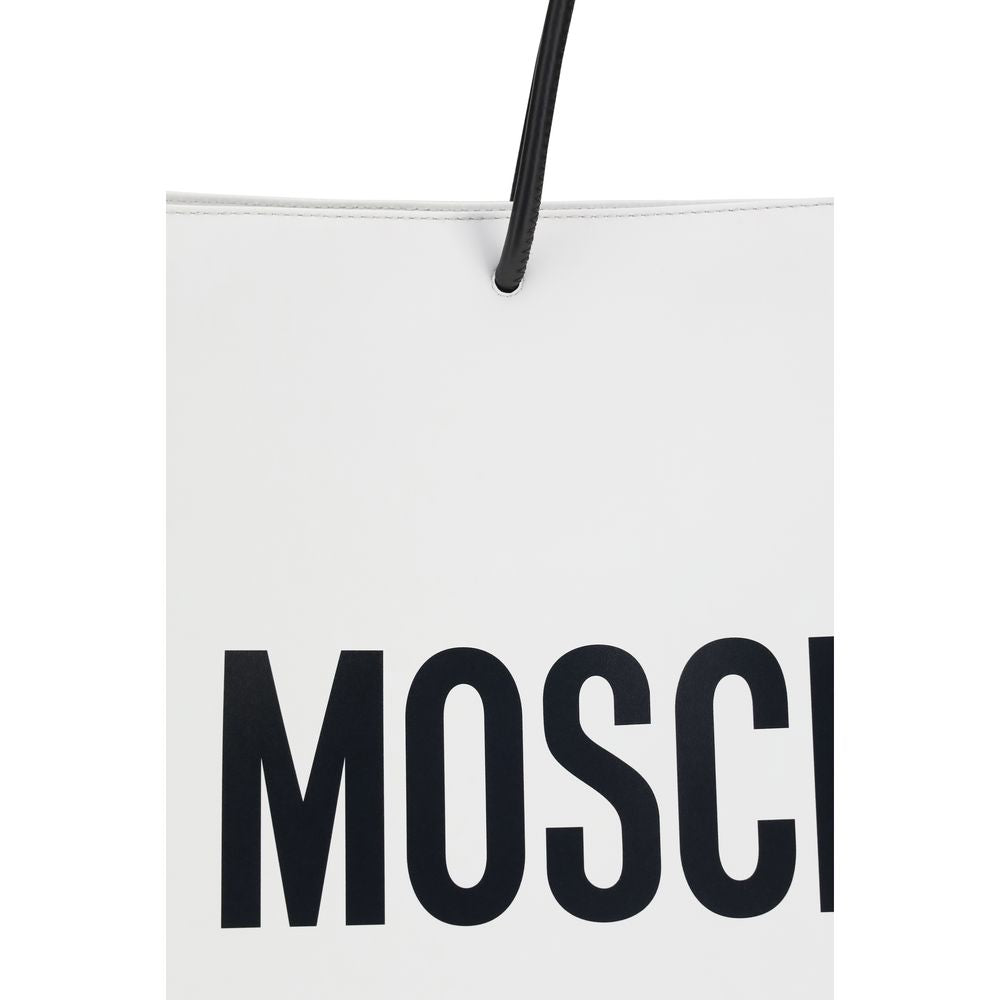 Moschino White Calf Leather Bos Taurus Shoulder Bag