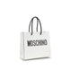 Moschino Λευκή Δερμάτινη Τσάντα Χειρός από Δέρμα Μοσχαριού Bos Taurus