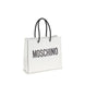 Moschino Λευκή Δερμάτινη Τσάντα Χειρός από Δέρμα Μοσχαριού Bos Taurus