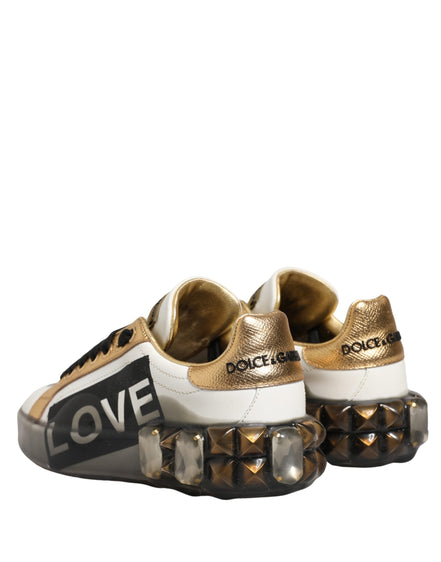 Dolce & Gabbana Multicolor Crystal StuddedLOVE Sneakers Shoes