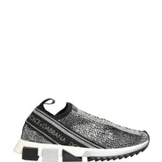 Dolce & Gabbana Silver Crystal Logo Slip On Sorrento Sneakers Shoes