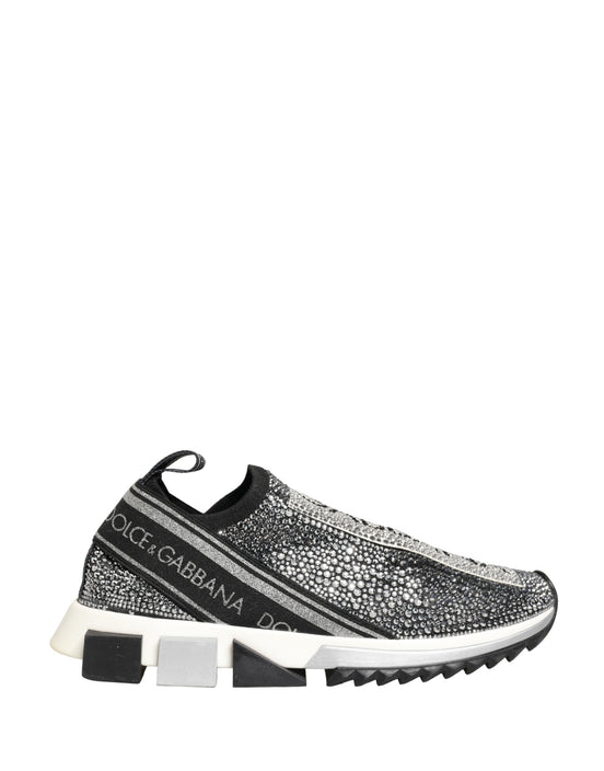 Ασημένια sneakers Dolce & Gabbana Sorrento με κρυστάλλινο λογότυπο slip-on