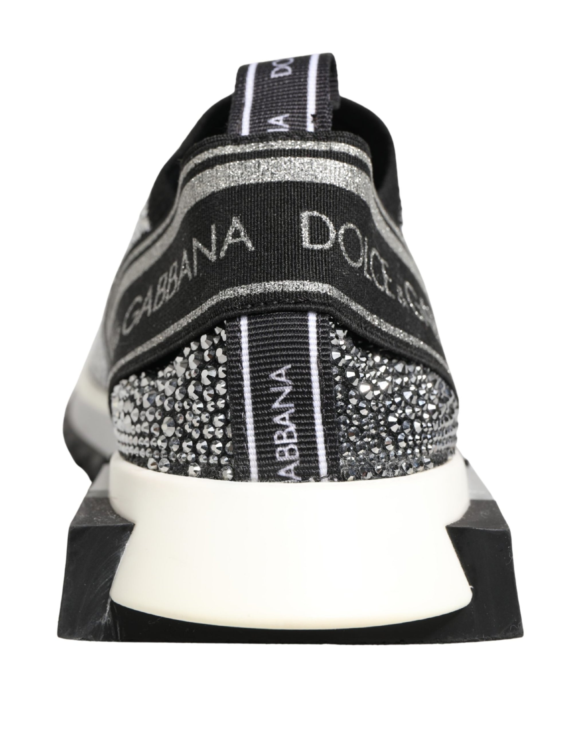 Dolce & Gabbana Silver Crystal Logo Slip On Sorrento Sneakers Shoes