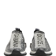 Dolce & Gabbana Silver Crystal Logo Slip On Sorrento Sneakers Shoes