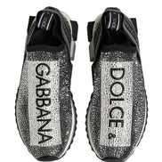 Dolce & Gabbana Silver Crystal Logo Slip On Sorrento Sneakers Shoes