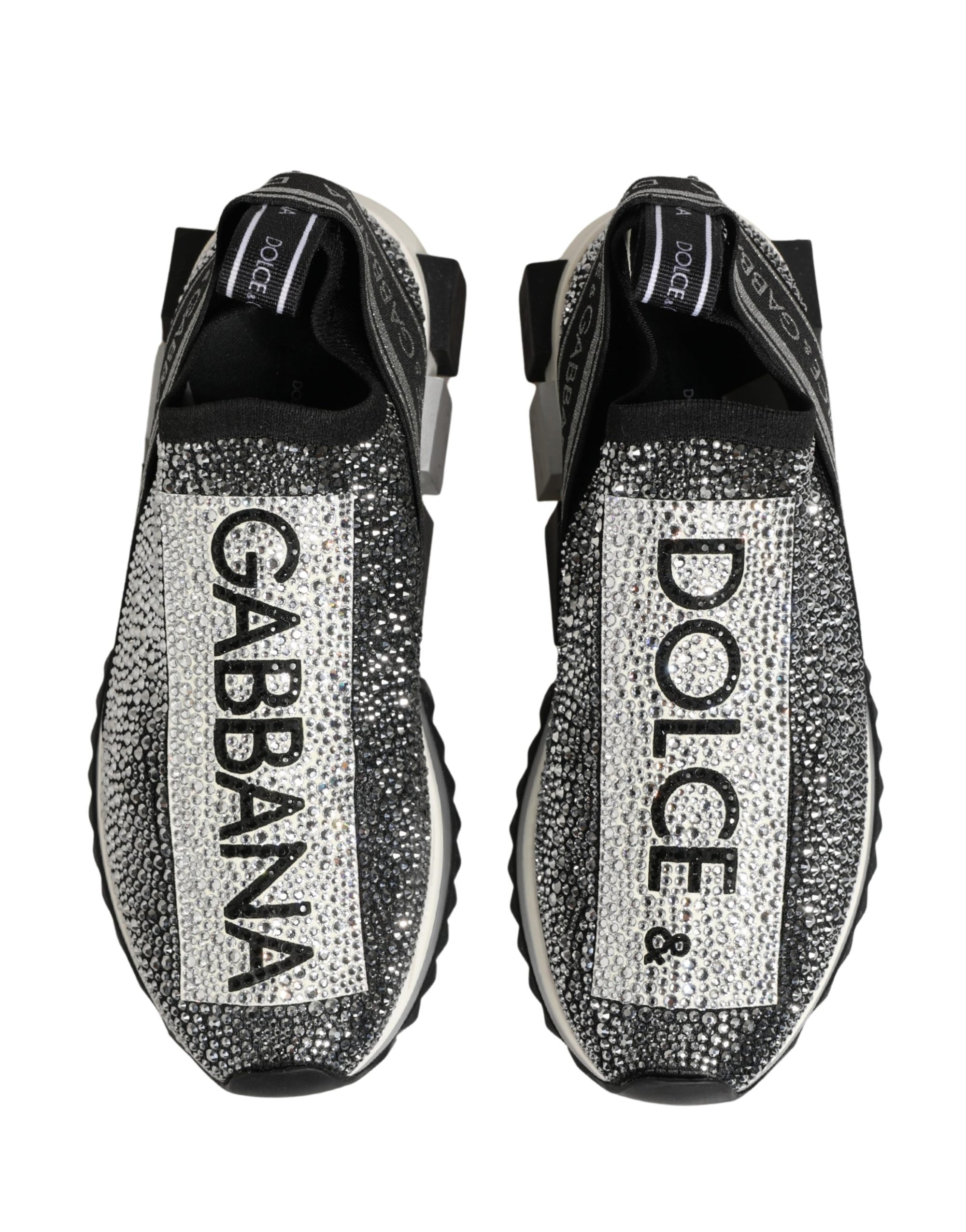 Dolce & Gabbana Silver Crystal Logo Slip On Sorrento Sneakers Shoes