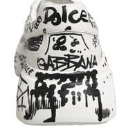 Dolce & Gabbana White Daymaster Graffiti Low Top Sneakers Shoes