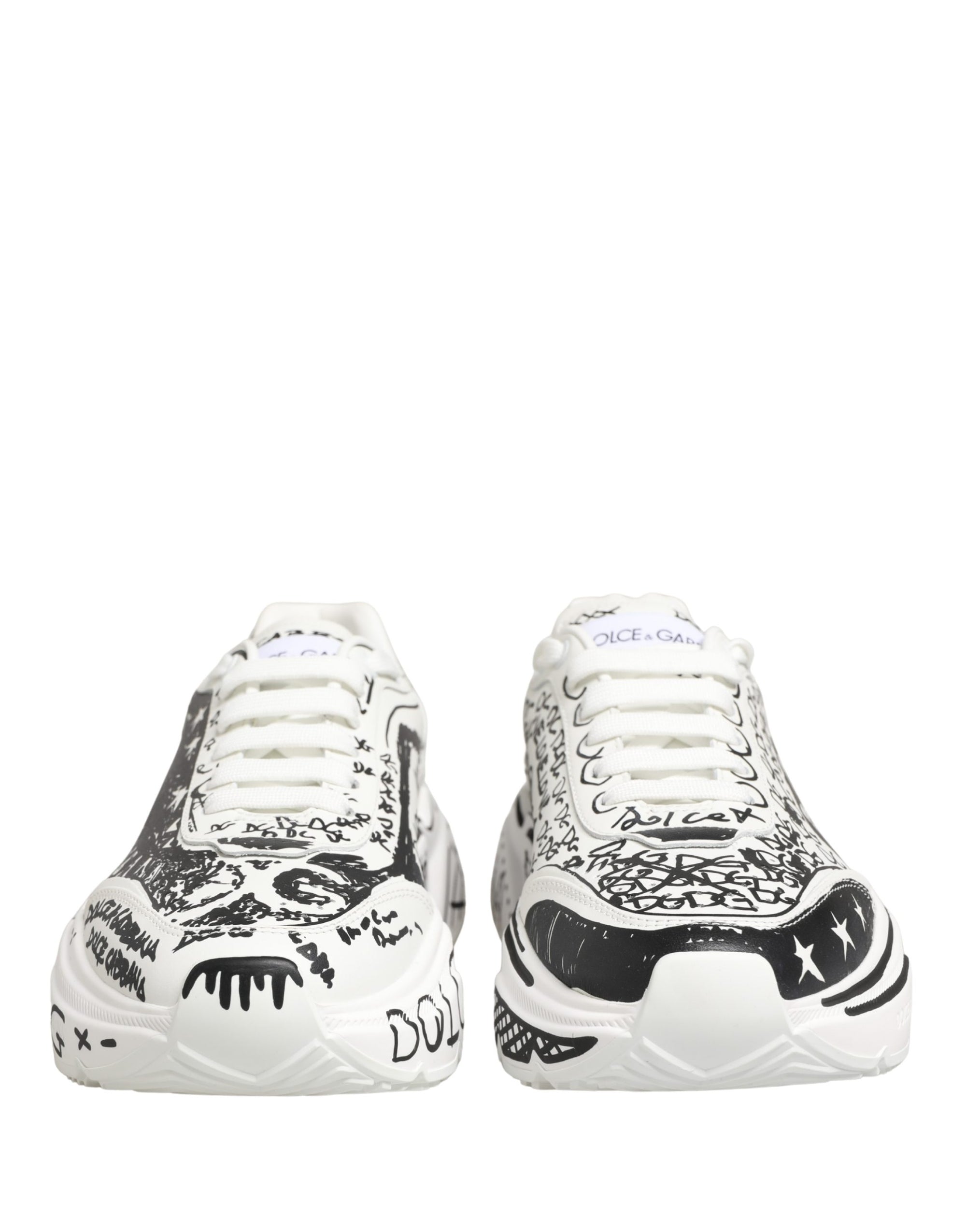Dolce & Gabbana White Daymaster Graffiti Low Top Sneakers Shoes