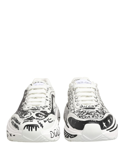 Dolce & Gabbana White Daymaster Graffiti Low Top Sneakers Shoes