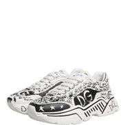 Dolce & Gabbana White Daymaster Graffiti Low Top Sneakers Shoes
