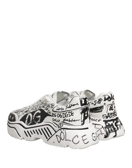 Dolce & Gabbana White Daymaster Graffiti Low Top Sneakers Shoes