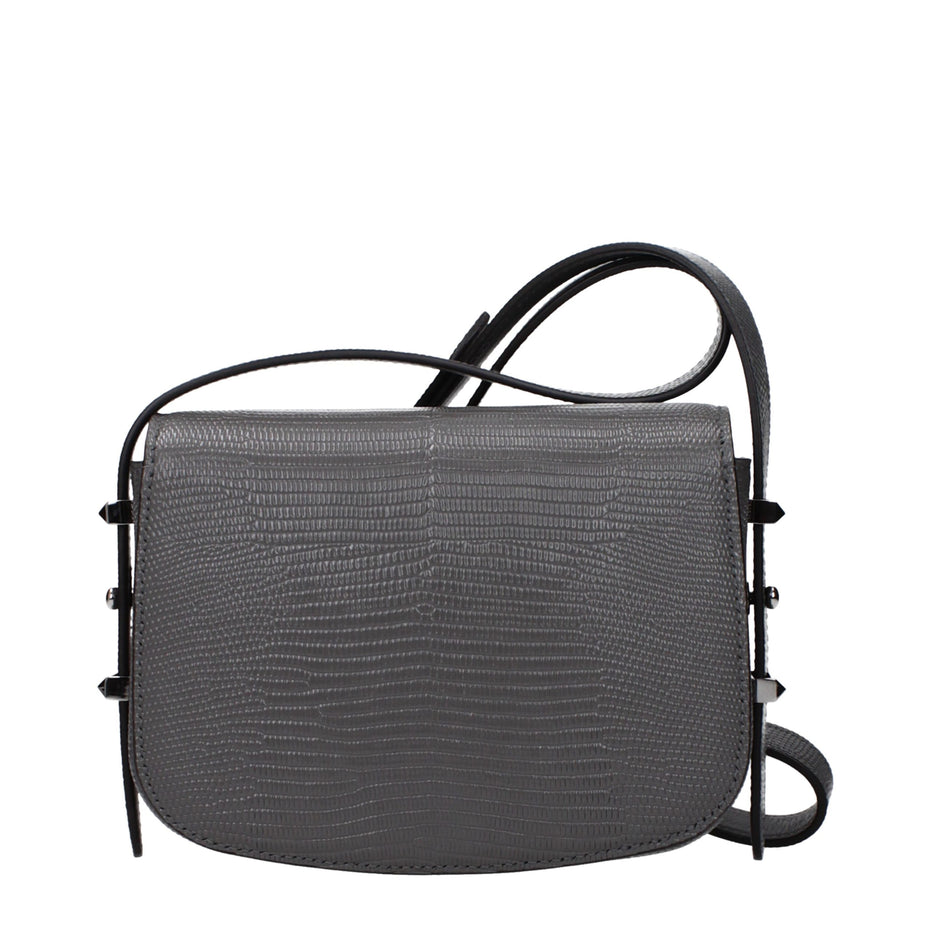 Jimmy Choo Gray Leather Shoulder Bag