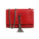 Saint Laurent Kate Tassel Chain Bag in Red Crocodile Embossed Leather
