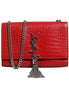 Saint Laurent Kate Tassel Chain Bag in Red Crocodile Embossed Leather