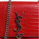 Saint Laurent Kate Tassel Chain Bag in Red Crocodile Embossed Leather
