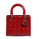Christian Dior Cherry Red Patent Leather Cannage Quilting Small Lady Dior Bag