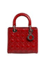 Christian Dior Cherry Red Patent Leather Cannage Quilting Small Lady Dior Bag