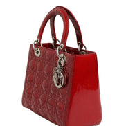Christian Dior Cherry Red Patent Leather Cannage Quilting Small Lady Dior Bag