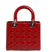 Christian Dior Cherry Red Patent Leather Cannage Quilting Small Lady Dior Bag