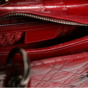 Christian Dior Cherry Red Patent Leather Cannage Quilting Small Lady Dior Bag