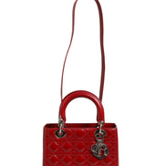 Christian Dior Cherry Red Patent Leather Cannage Quilting Small Lady Dior Bag