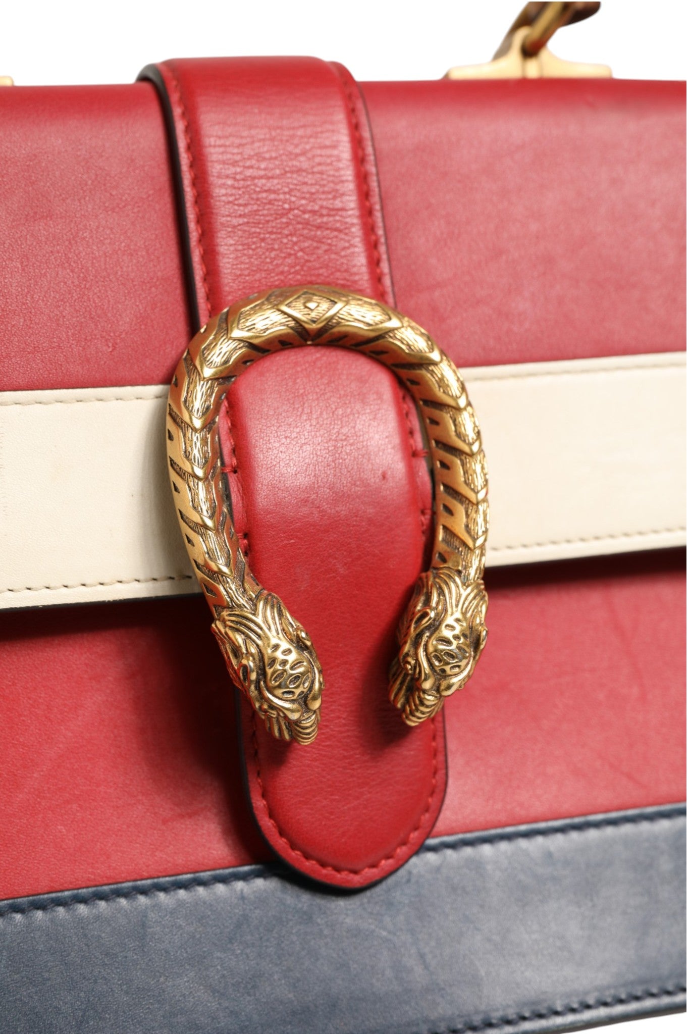 Gucci Dionysus Bamboo Medium Top Handle Bag White Blue Red