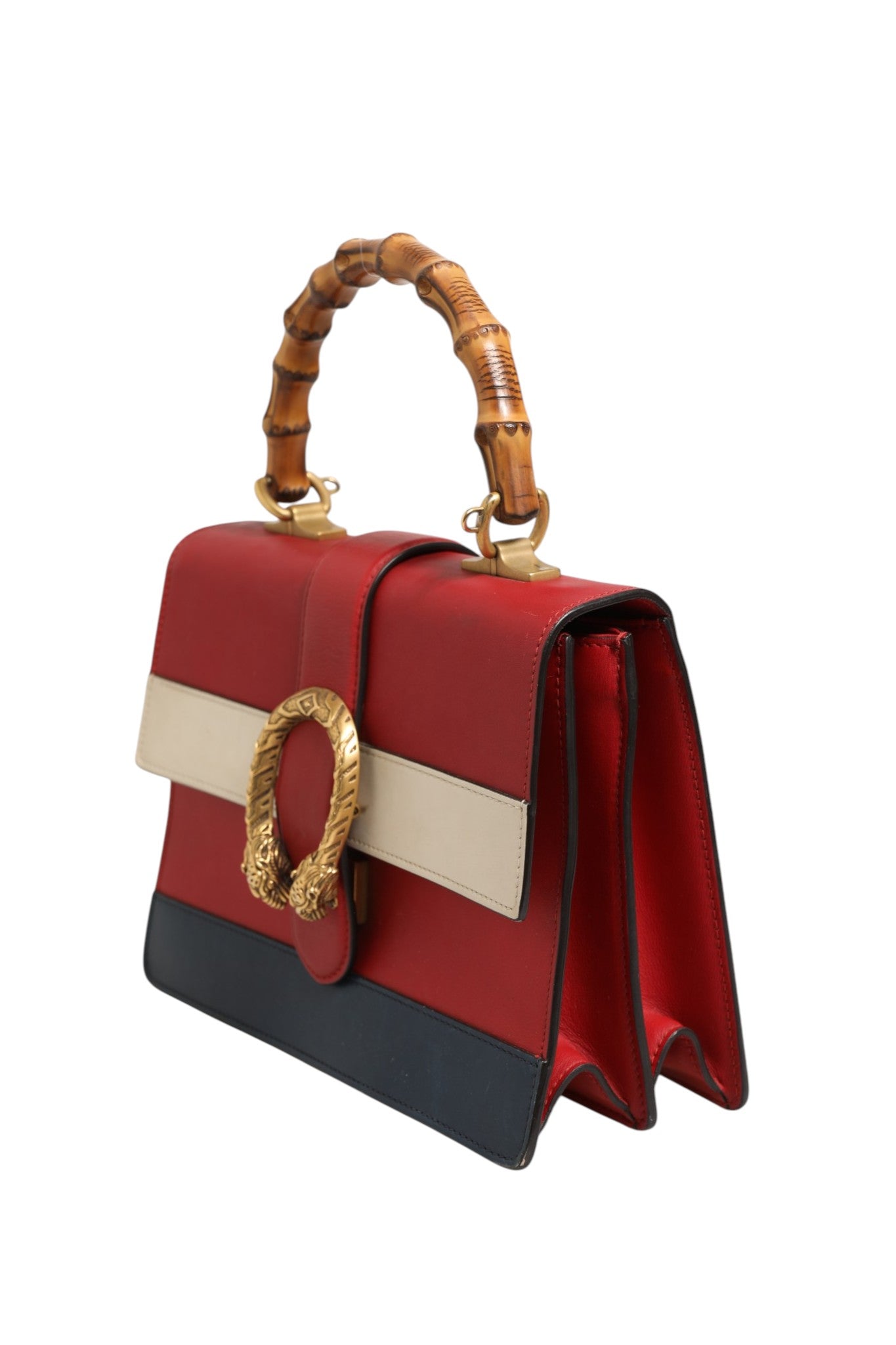 Gucci Dionysus Bamboo Medium Top Handle Bag White Blue Red