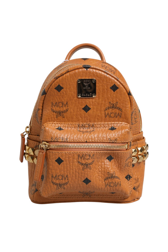 MCM Stark Mini Backpack in Visetos Cognac