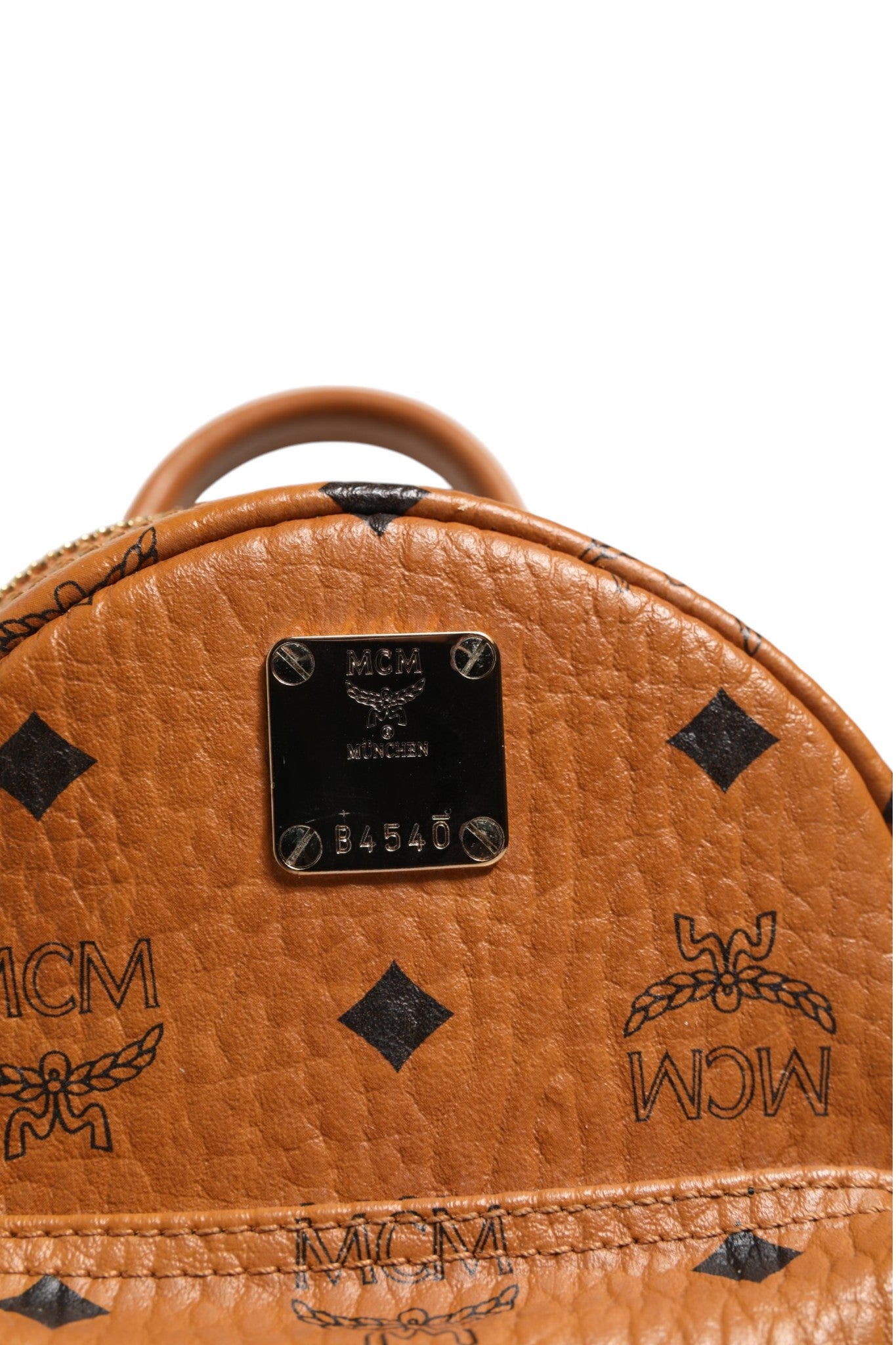 MCM Stark Mini Backpack in Visetos Cognac
