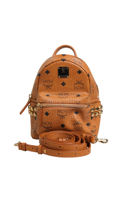 MCM Stark Mini Backpack in Visetos Cognac