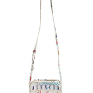 Μικρή τσάντα χειρός Balenciaga με λευκό δερμάτινο graffiti print