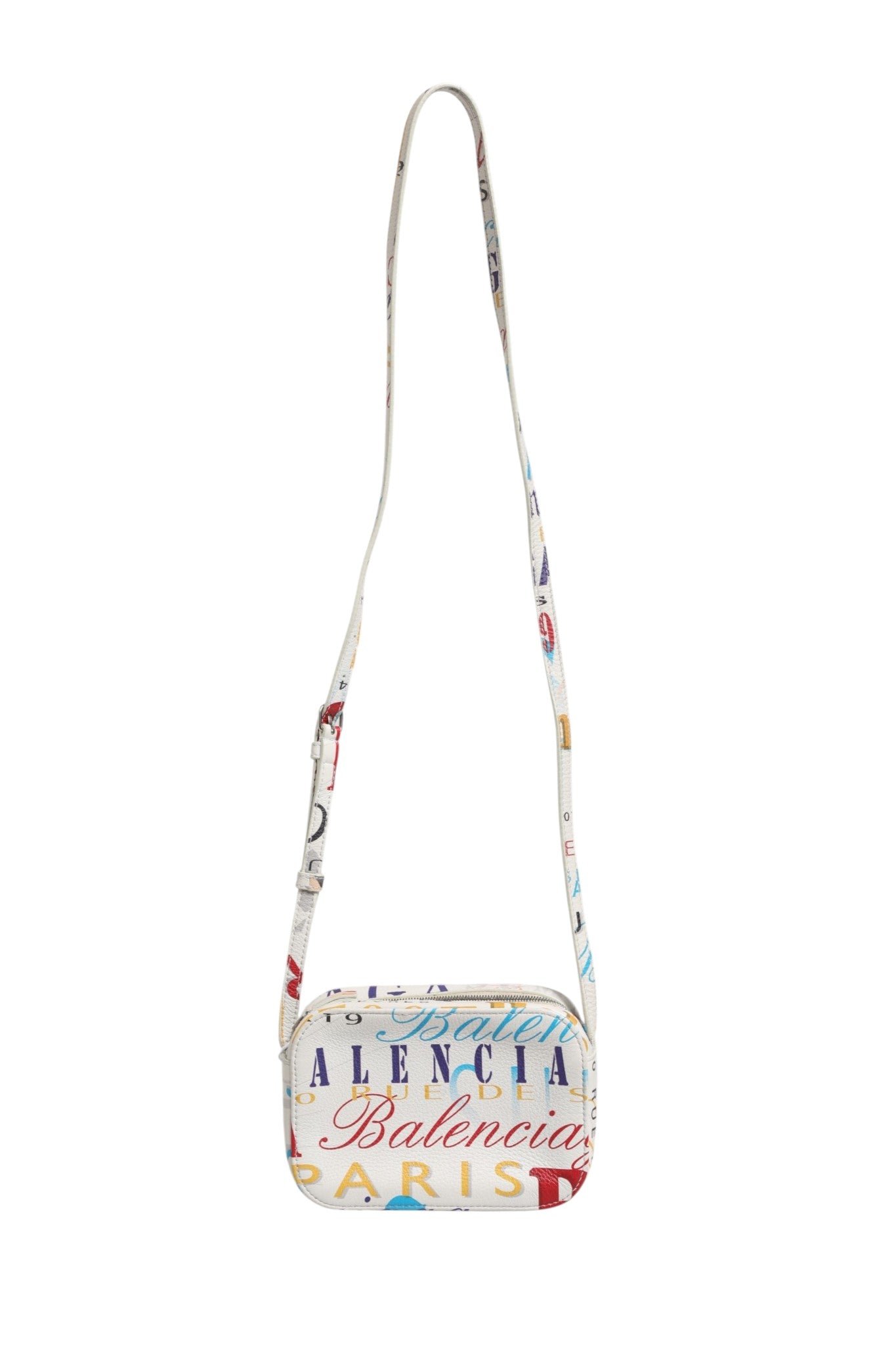 Μικρή τσάντα χειρός Balenciaga με λευκό δερμάτινο graffiti print