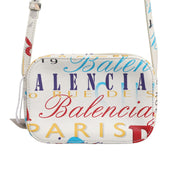 Μικρή τσάντα χειρός Balenciaga με λευκό δερμάτινο graffiti print