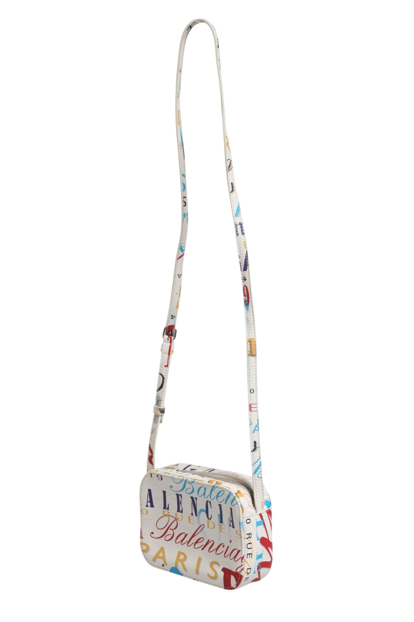 Μικρή τσάντα χειρός Balenciaga με λευκό δερμάτινο graffiti print
