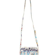 Μικρή τσάντα χειρός Balenciaga με λευκό δερμάτινο graffiti print