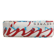 Μικρή τσάντα χειρός Balenciaga με λευκό δερμάτινο graffiti print