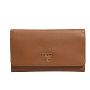Prada Brown Leather Wallet with Gold Logo