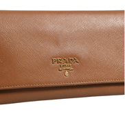 Prada Brown Leather Wallet with Gold Logo