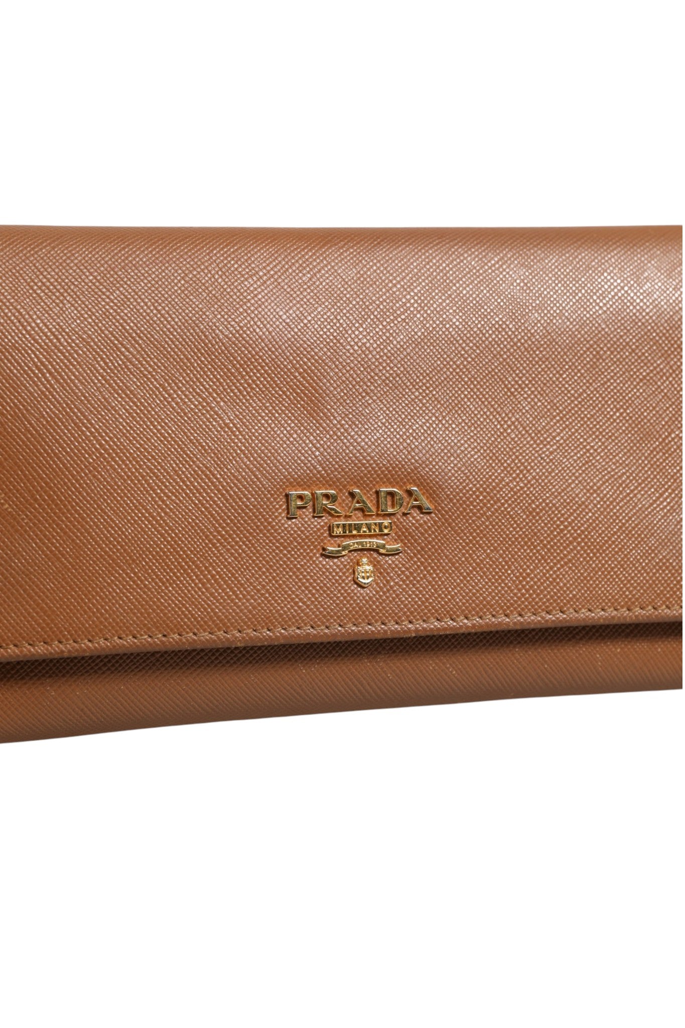 Prada Brown Leather Wallet with Gold Logo