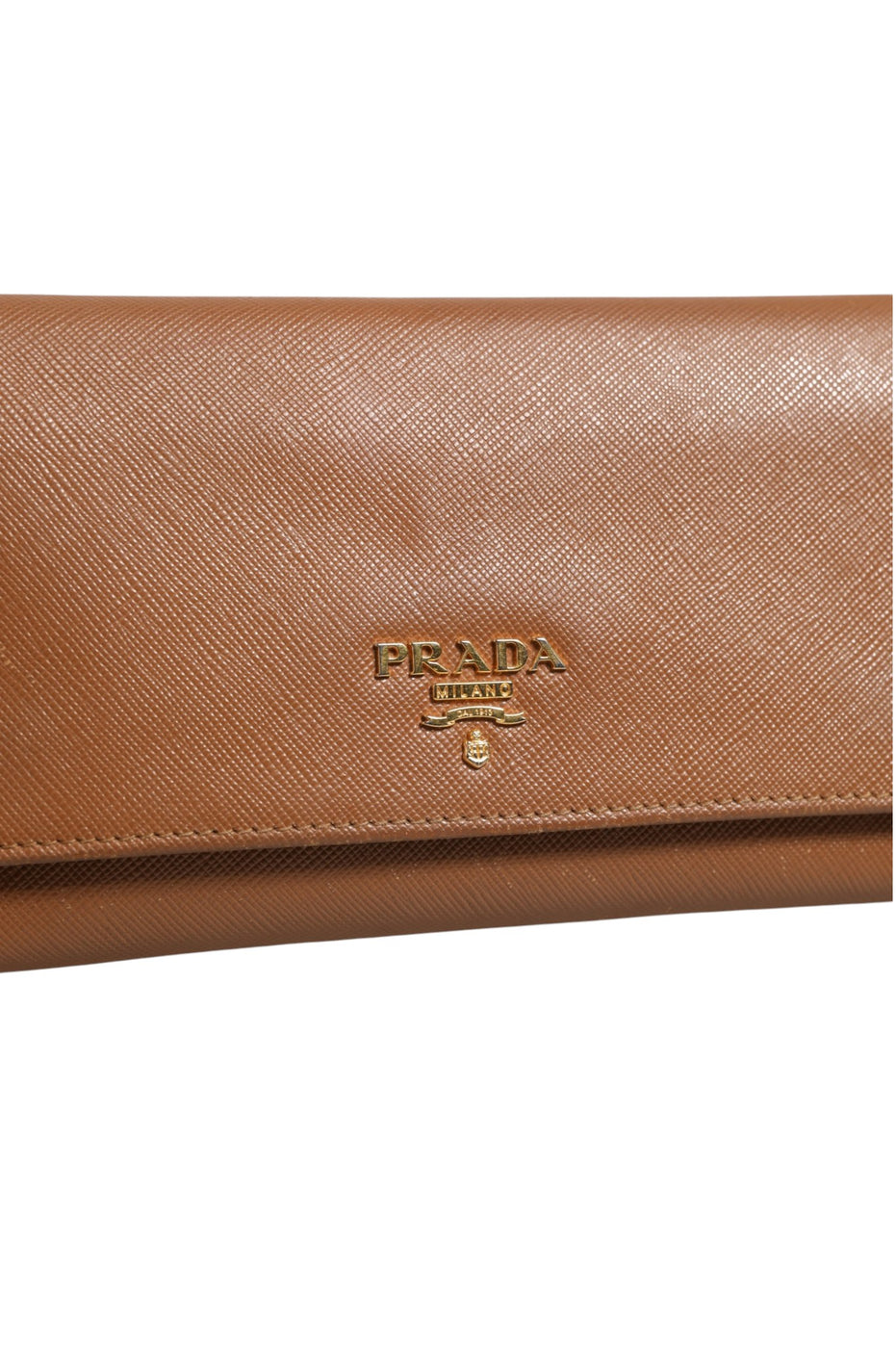 Prada Brown Leather Wallet with Gold Logo