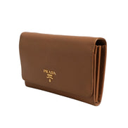 Prada Brown Leather Wallet with Gold Logo
