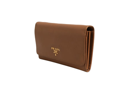 Prada Brown Leather Wallet with Gold Logo