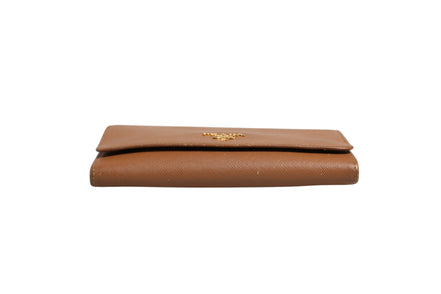 Prada Brown Leather Wallet with Gold Logo