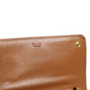 Prada Brown Leather Wallet with Gold Logo