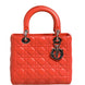 Christian Dior Orange Cannage Lambskin Leather Lady Dior Bag