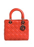 Christian Dior Orange Cannage Lambskin Leather Lady Dior Bag