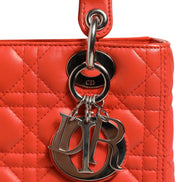 Christian Dior Orange Cannage Lambskin Leather Lady Dior Bag