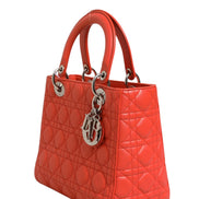 Christian Dior Orange Cannage Lambskin Leather Lady Dior Bag
